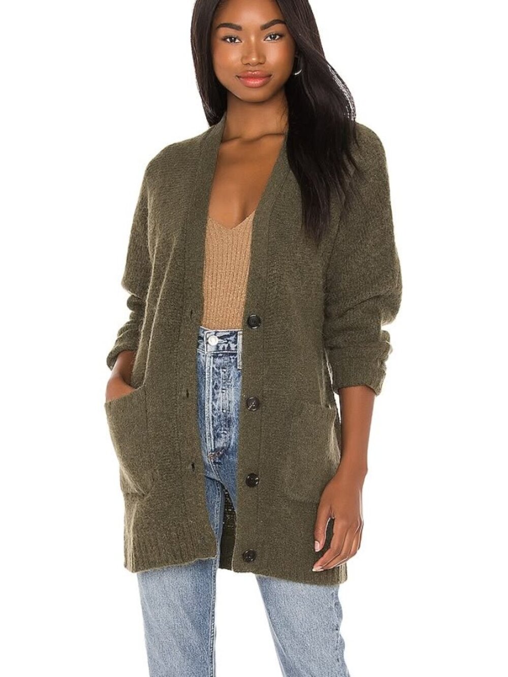 Rails Women's OSLO Cardigan Sweater in Olive Green Size Medium